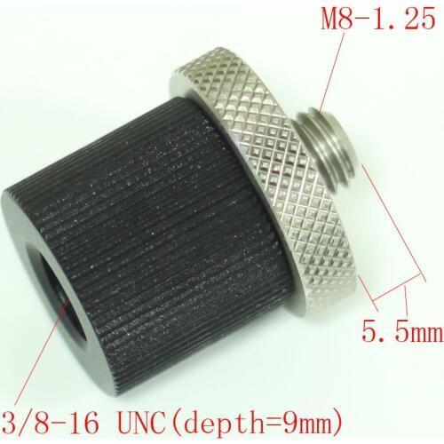 Metal Adapter unit M8-1.25 male to 3/8-16 female for tripod head camera monpod