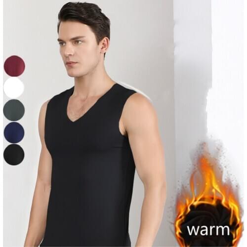 Men Thermal Underwear Winter Warm Tops Invisible Body Vest Sleeveless Soft Clothes