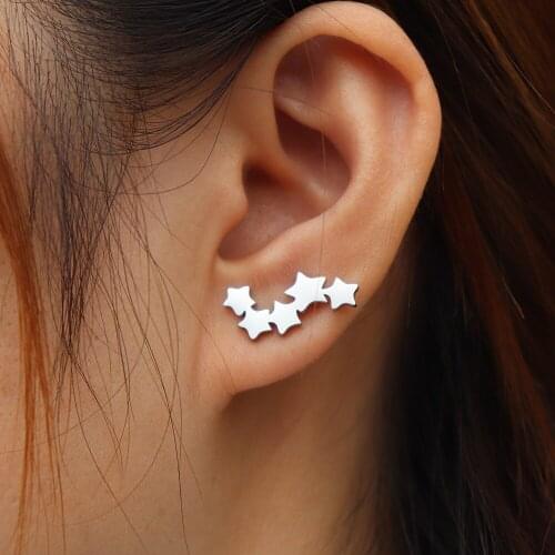Stainless Steel Stars Stud Earrings For Women Christmas Gift Vintage Jewelry Aretes De Mujer Gold Silver Color Earrings Girls