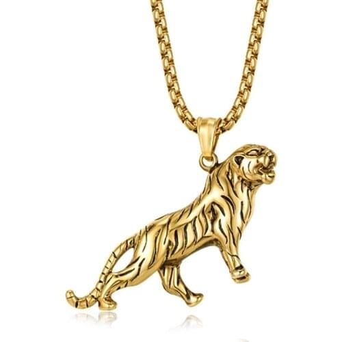 Punk Animal Necklace Fashion Tiger Pendant Necklace Mens Charm Jewelry