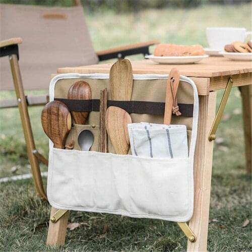 Cutlery Utensils Roll Up Storage Bag Holder Camping Tableware Chopsticks Spoon Fork Organizer Outdoor Picnic BBQ Storage Pack