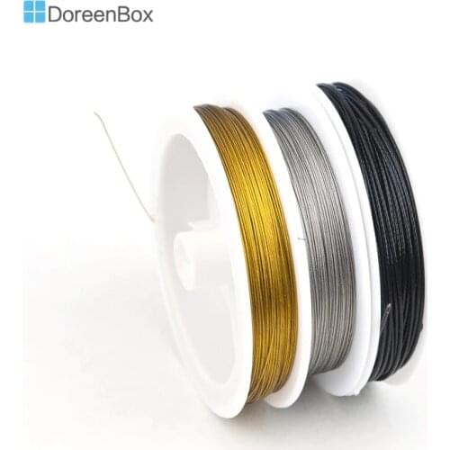 1 Roll Doreen Box Steel Beading Wire Tiger Tail 0.38mm 0.45mm 0.5mm 1mm Silver Color For DIY Bracelet Jewelry Making Findings