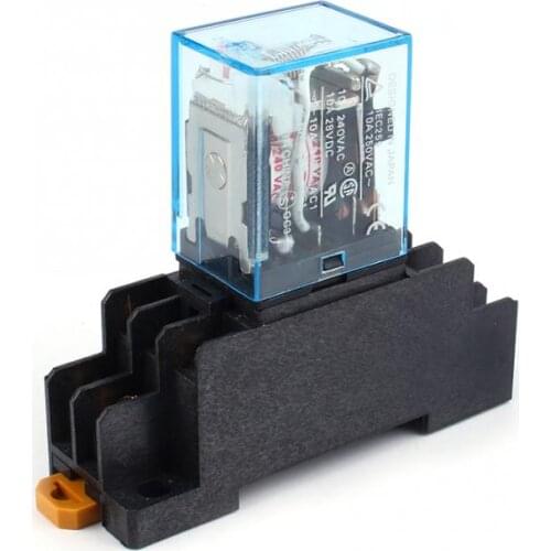 AC 220V Coil Power Relay 8 Pins 10A DPDT LY2NJ HH62P HHC68A-2Z Mini Power Relay with Socket Base