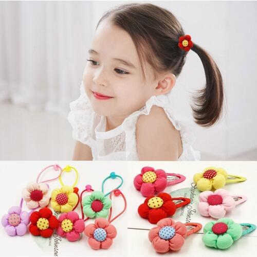 Aikelina Fashion 1pair/2pcs Sunflower Child Rubber Bands Hair Holder Hair Elastic Accessories Girl Tie Gum Women Clips Headwear