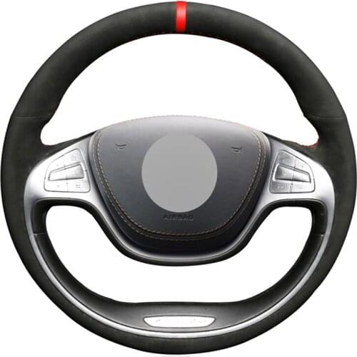 Hand-stitched Black Suede No-slip Car Steering Wheel Cover for Mercedes-Benz S-Class S320 S400 S500 S600 2014 2015 2016 2017