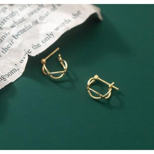 13mm*5mm Small Authentic 925 Sterling Silver Piercing Ear-Bone Cross Hollow Oval Hoop Huggie Earrings Charms C-G9501