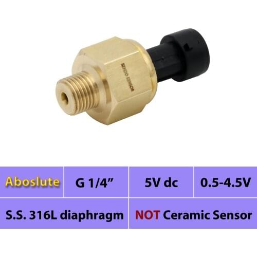 0.5 4.5V signal, 5Vdc power, 2 bar, 15psi, 10bar absolute, pressure transmitter,15psi, 50 psi, 1.6 mpa, 25 bar, IP65, water, oil