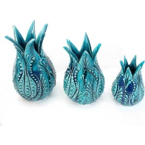 Modern Turquoise Tile Tulip Team trinket baratija حلية орнаментальный