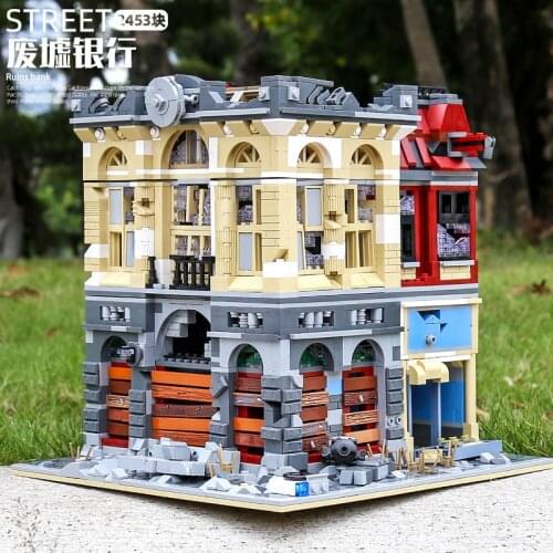 Super 18K K126 Doom Bank Model Modular Street View Series Creativity MOC Brick Small Particles Assembling Toy Blocks Boy Gift