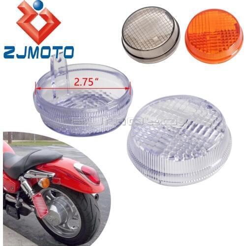 Motorcycle Clear 2.75" Turn Signals Round Lens Indicator Light Covers For Honda Cruisers Kawasaki Vulcan 2000 1600 Classic