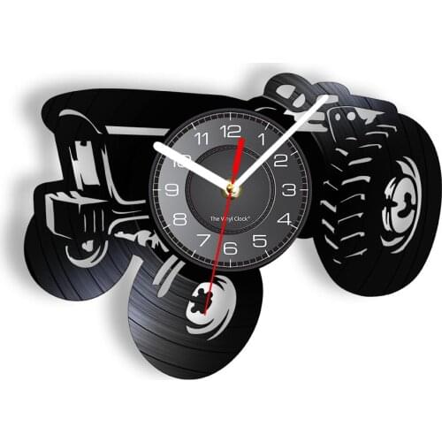 Transportation Retro Tractor Vinyl Album Re-purposed Record Clock Farmhouse Wall Art Harvester Home Decor Peasant Present Watch