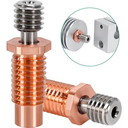 MEGA 3D Printer Upgraded V6-TCrazy Heat Break Titanium & Copper 3D Printer Nozzle Throat For 1.75mm E3D V6 HOTEND Heater Block