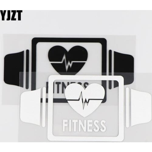 YJZT 16X7.9CM FITNESS Cartoon Heartbeat Monitoring Pattern Vinyl Decal Car Sticker Black/Silver 4C-0082