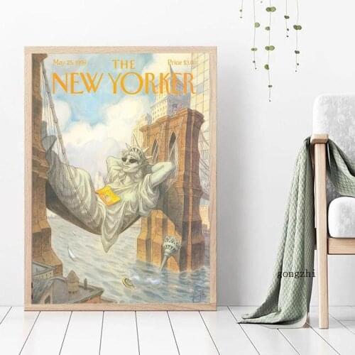 Nordic New York Vintage Posters Funny Statue Creative Canvas Painting and Prints Wall Art Pictures for Living Room Home Decor