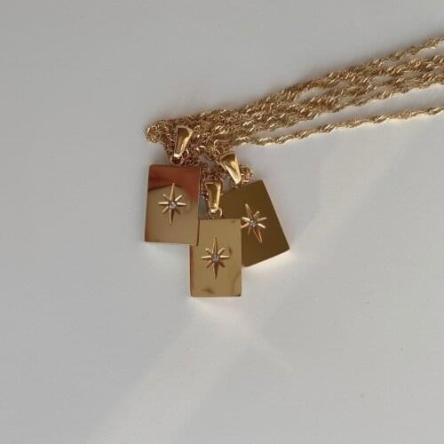 Joolim Jewelry Wholesale Starburst Rectangle Pendant Necklace Waterproof Gold Jewelry