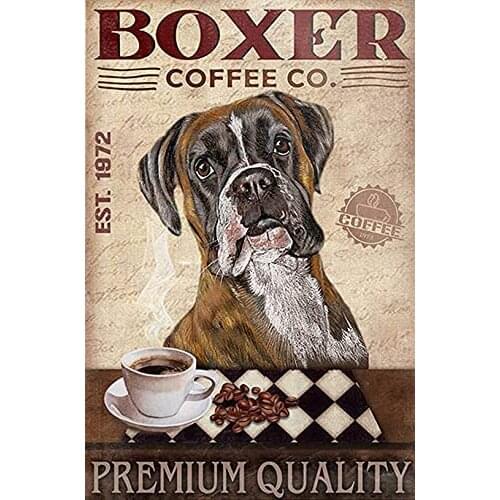 Funny Tin Sign Boxer Dog Signs Wall Art36 Poster Wall Plaque Decor Panel Retro Vintage Mural 8x12 Inch