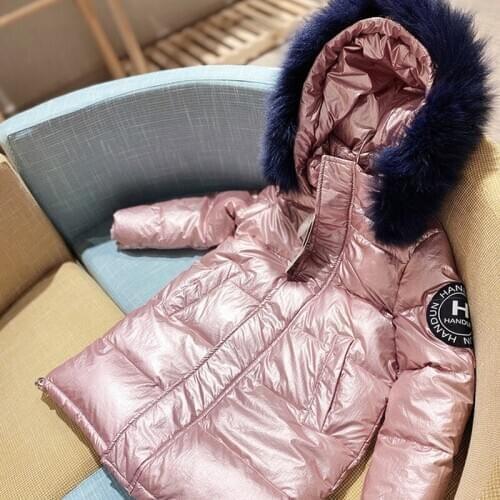 Girl winter down coat Fashion hooded Parkas Boys winter down clothes Faux Fur collar kids warm zipper jacket Ropa de invierno