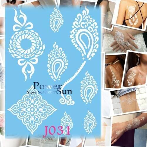 1PC Hot Sexy Women Tattoo Body Art White Ink Mehndi Henna Temporary Tattoo Sticker Waterproof Arm Hand Tatoo Wedding Henna Decal