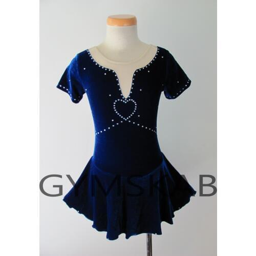 2018 Graceful Figure Skating Dress Womens Girls Customized Ice Skating Dress Short-sleeved Gymnastics Costume 6794