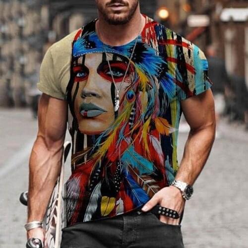 2021 Casual Short Sleeve Print Cartoon Round Neck Slim Mens T-shirt Fashion Folk-custom Pullover Oversize Tops