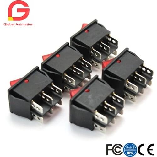 5pcs Plastic Press Button On-Off Square Rocker Switches Toggles AC 250V 20A