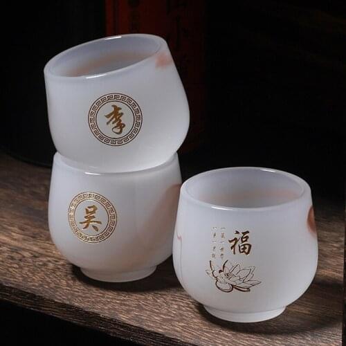 90ml Tea Cup Jade Porcelain Khaki Tea Bowl Home Drinkware Beautiful Teacup Kung Fu Teaware Espresso Cups Master Teacups Crafts