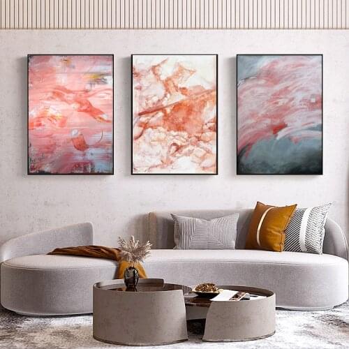 Splash Abstract Pink Ink Ripple Canvas Painting Wall Art Pictures Nordic Simple Bedroom Living Room Home Decor Posters