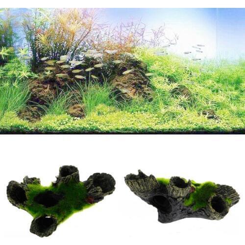 Aquarium Mountain View Moss Tree House Resin Cave Fish Tank Ornament Decoration
