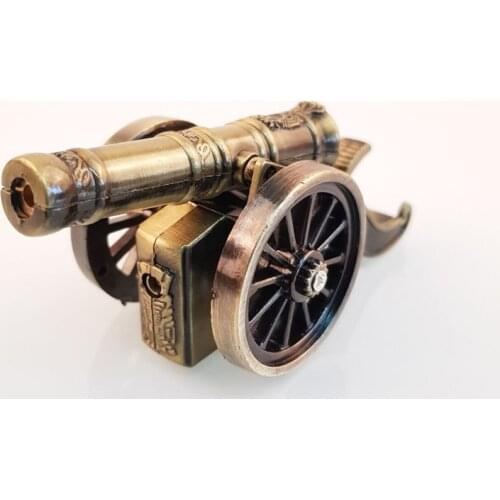 Antique Bronze Cannon Decoration Windproof Open Flame Turbine Gas Lighter Smoking Accessories Cool Lighter Mini Lighter