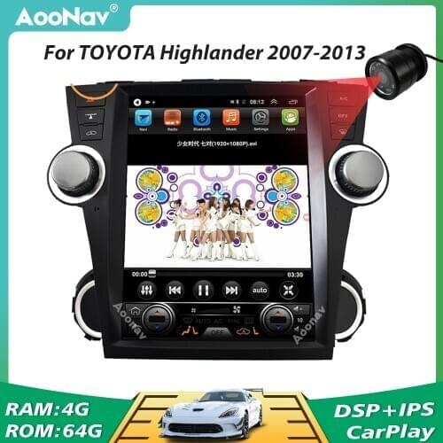 Car Radio 2 Din Tesla Style Vertical Screen GPS Navigation For TOYOTA Highlander 2007-2013 Stereo Receiver Multimedia Player