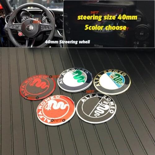 Auto Accessories 40mm 4cm Car 147 156 166 159 Giulia Stelvio 4C 8C GT Auto Car Steering Wheel Badge Emblem Sticker Decal Label