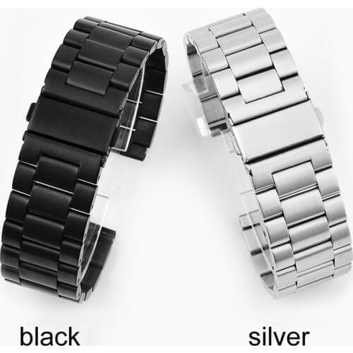 High Quality Stainless Steel Three Solid Steel Belt Watch Metal Strap Watch Accessories 20 22 24mm
