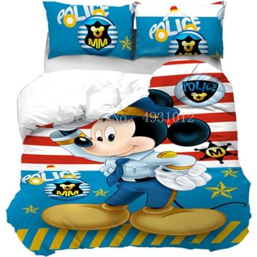 Disney Cartoon Mickey Minnie Mouse Bedding Set Lovely Couple Queen King Size Girl Boy Bed Sets Children Duvet Cover Pillow Cases
