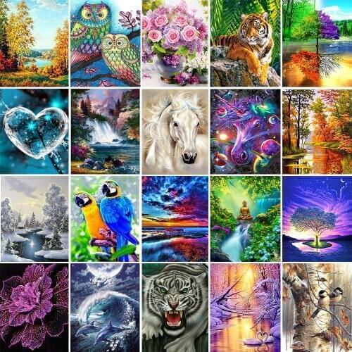 DIY Painting By Numbers Animals Kit Coloring By Numbers Landscape Wall Art Picture Acrylic Canvas Paintings Home Decoration
