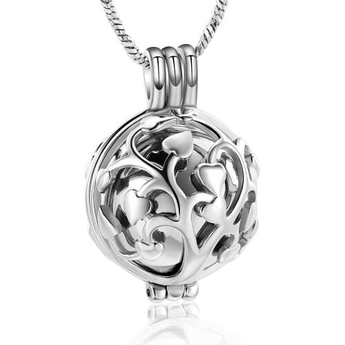 Tree of Life Urn Necklace for Ashes With Hollow Ball Keepsake Urn Memorial Cremation Jewelry for Pet Human Ashes