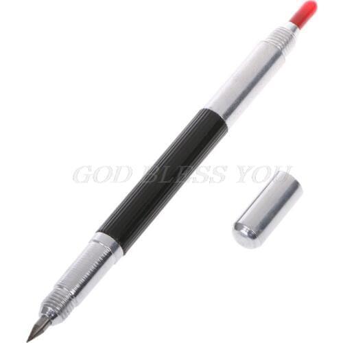 Double End Sharp Tungsten Steel Tip Scriber Clip Pen Ceramics Glass Shell Metal Construction Marking Tools 137mm Drop Shipping
