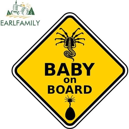 EARLFAMILY 13cm x 12.9cm for Baby on Board Car Assessoires Sticker Graffiti Decal Scratch-Proof Refrigerator Car Door Protector