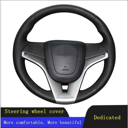 DIY Hand-stitched Black Artificial Leather Steering Wheel Cover For Chevrolet Orlando 2010-2015 Aveo 2011-2014 Cruze 2009-2014