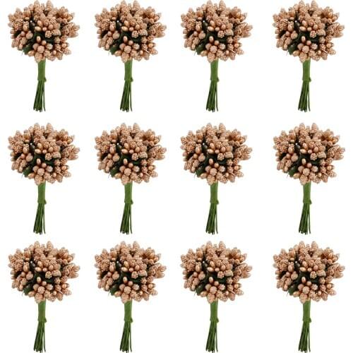 Artificial Stamen Flowers Artificial Stamen Present Wedding Pom Poms Wedding Pompon Pompons 144pcs Christmas Wreath Decoration