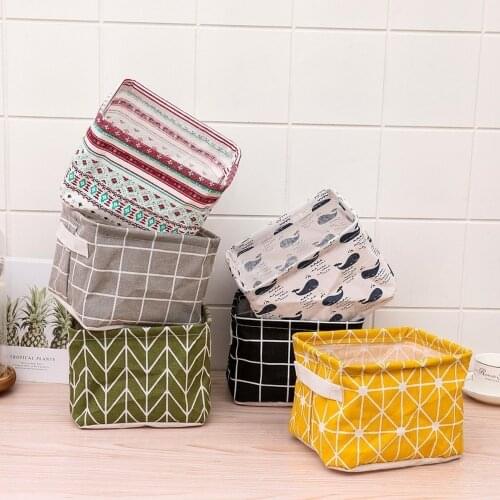 1PCS Foldable Desktop Storage Basket Sundries Storage Box Underwear Cosmetic Organizer Jewelry Scarf Socks Storage Basket Bags