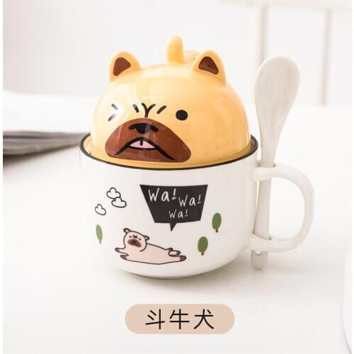 Ceramic Cup with Lid Spoon Cute Large Capacity Coffee Mug Cute Girl Large Capacity Coffee Mug Cartoon Creative Couple Ceramic