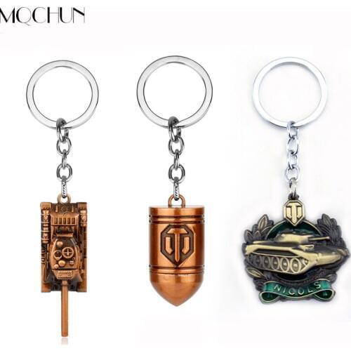 MQCHUN Popular Game WOT World Of Tanks Fashion Tank Pendant Keychain Woman Bag Charms Keyring Chain Man Souvenirs Gift Jewelry