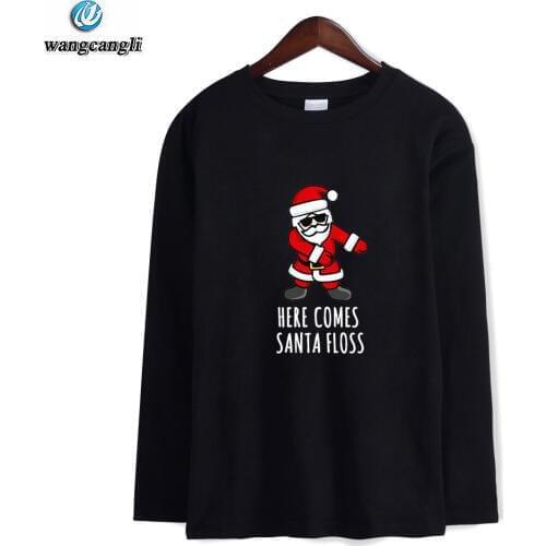 Santa Father Christmas Festive Custom brand Funny T Shirt Men/Women Cotton Long Sleeve T-shirt Spring Autumn Tshirt Top Tee 4XL