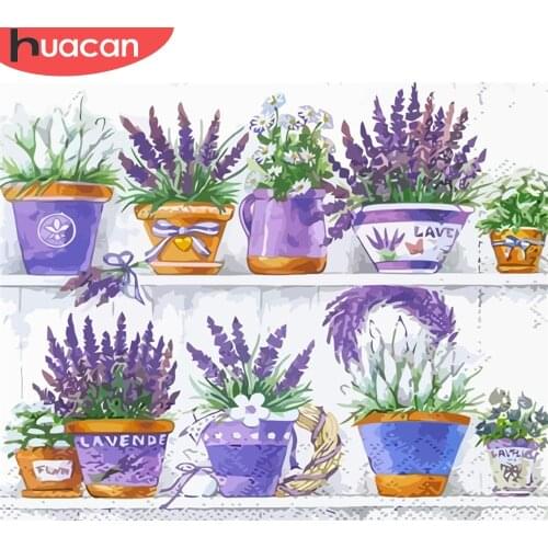 HUACAN Painting By Number Plant Hand Painted Oil Painting Art Gift DIY Pictures By Number Home Decoration