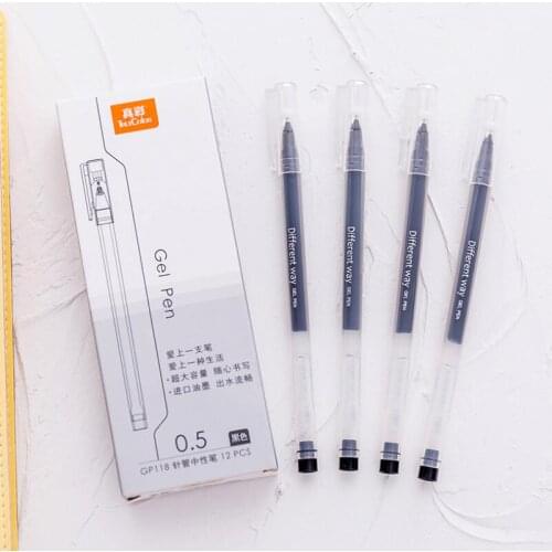12pcs/lot 0.5mm Gel Ink Pens Black/Blue Ink Gel Pens For Student Writing Office School Supplies
