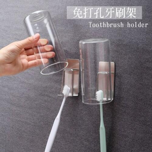 1PC Wall Mounted Stainless Steel Toothbrush Holder Razor Storage Shelf Toothpaste Organizers Stand Cup Rack Bathroom Accessories