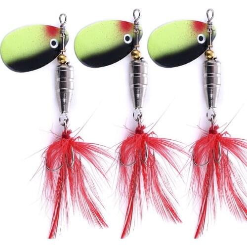 New 1PCS Spinner Spoon Fishing Lures Feathered Hook Artificial Bait Metal Fishing Tackle Sequins Bait for Trout Bass