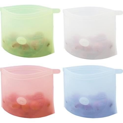 Food Storage Bags Silicone Vacuum Sealed Bag Food-grade Storage Reusable Bag Containers Zip Silicone Lunch Fruit Leakproof