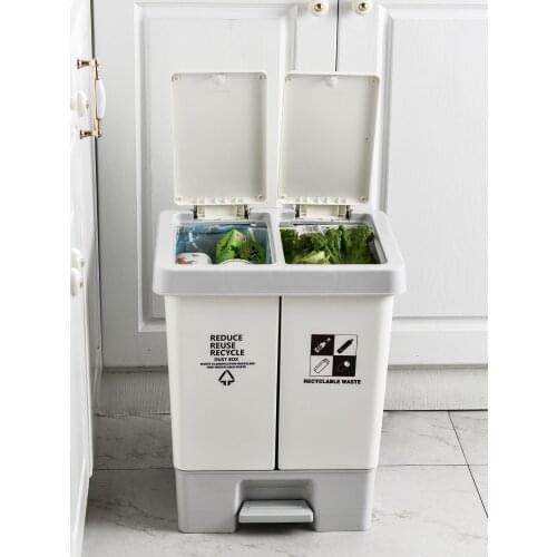 Pedal Trash Can with Lid Wheels Kitchen Big Plastic Trash Can Cube Storage Bins Kosze Do Segregacji Smieci Waste Bins BG50WB