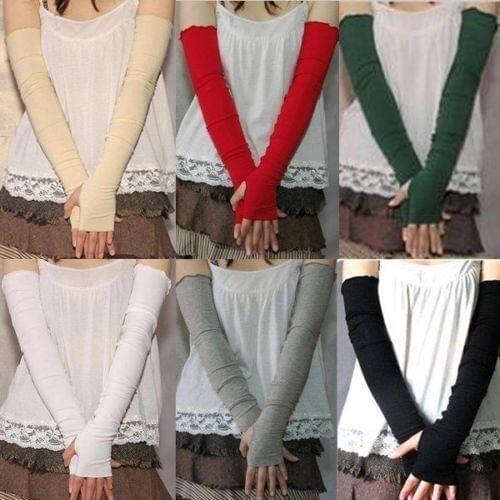 Lady Fashion UV Sun Protection Arm Warmer Long Fingerless Cotton Gloves Sleeves 7 Colors зима женщины
